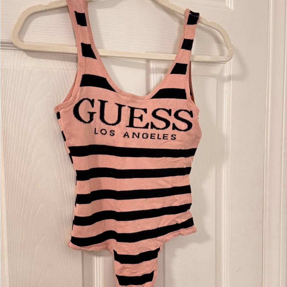 Used small guess bodysuit pink and black